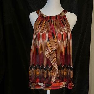 Worthington Ruffled Orange and Red Blouse
